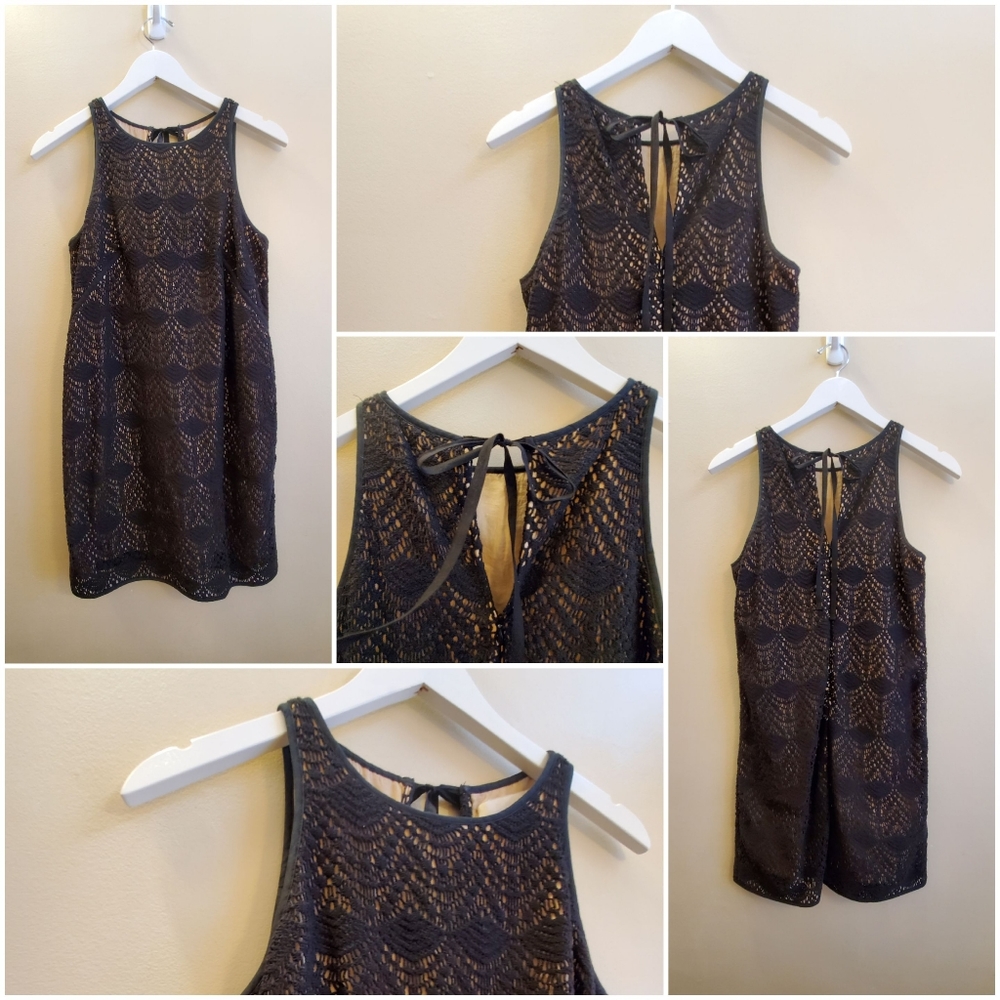Loft crochet sleeveless dress with tie back closure, 2P lined